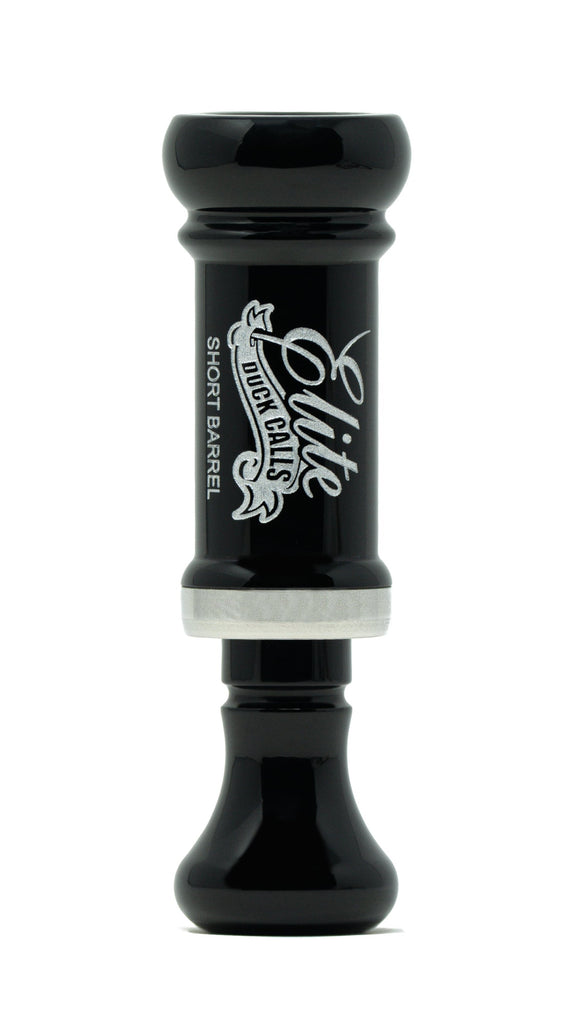 Elite Duck Calls Short Barrel Butcher Cutdown Black and Black Acrylic Duck Call